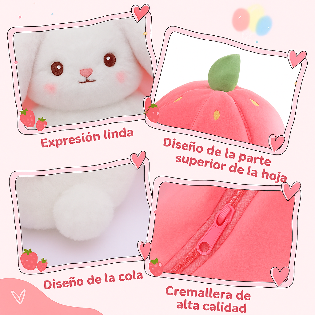 Peluche Conejo con Capa de Fresa